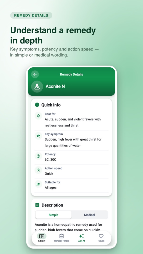 HomeoRemedy app screenshot